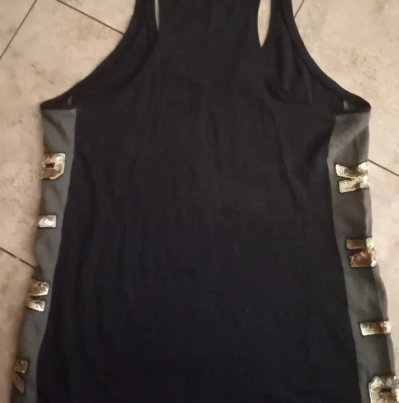 Victoria's Secret Pink black bling tank top shirt size medium - Picture 5 of 6